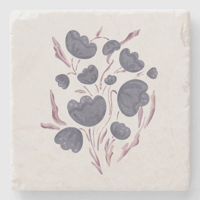 Dessous-de-verre En Pierre Fleur violet foncé esthétique (Devant)