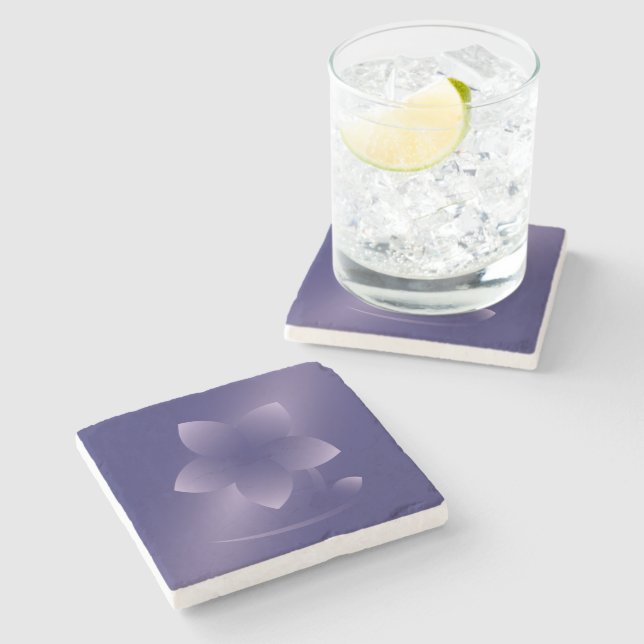 Dessous-de-verre En Pierre Fleur violette (Côté)