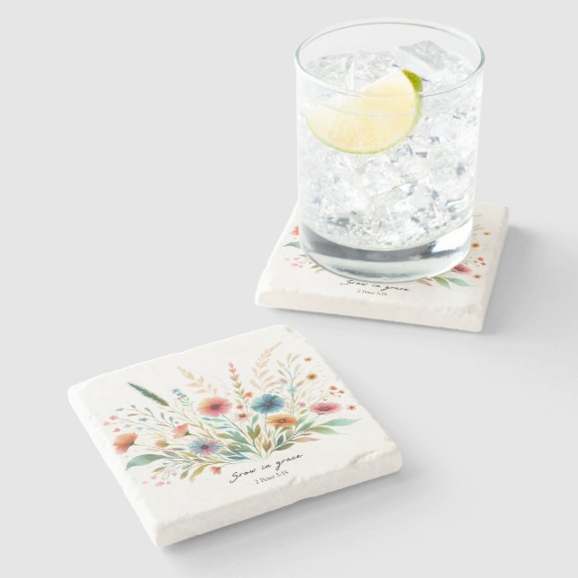 Dessous-de-verre En Pierre Fleurir en grâce florale (Côté)