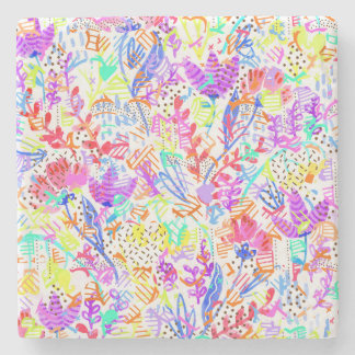 Dessous-de-verre En Pierre Fleurs abstraites jolies et colorées motifs