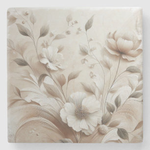 Dessous-de-verre En Pierre Fleurs beiges modernes 5