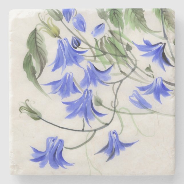 Dessous-de-verre En Pierre Fleurs bleues (Devant)