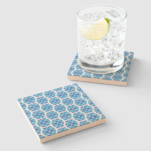 Dessous-de-verre En Pierre Fleurs bleues, motif de fleurs, motif floral