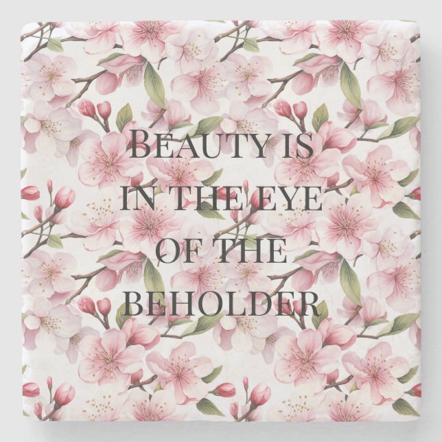 Dessous-de-verre En Pierre Fleurs de cerisier rose joli (Devant)