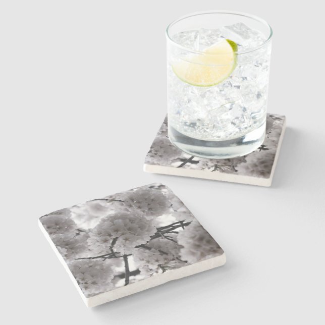 Dessous-de-verre En Pierre Fleurs de cerisiers (Côté)