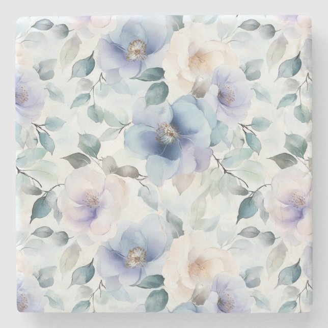 Dessous-de-verre En Pierre Fleurs de crème de lavande violette (Devant)