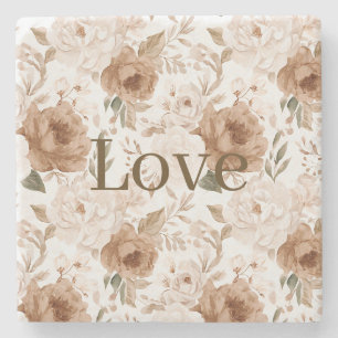Dessous-de-verre En Pierre Fleurs de crème rose amour Saint-Valentin