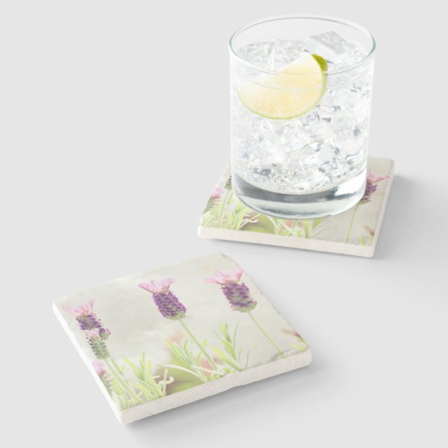 Dessous-de-verre En Pierre Fleurs de lavande (Côté)