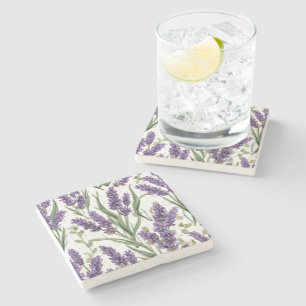 Dessous-de-verre En Pierre Fleurs de lavande violette aquarelle botanique