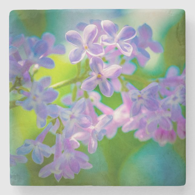 Dessous-de-verre En Pierre Fleurs de lilas violettes (Devant)