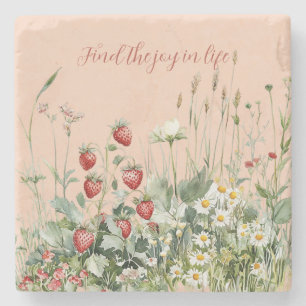 Dessous-de-verre En Pierre Fleurs de marguerite aux fraises