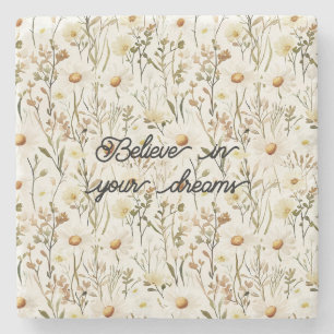 Dessous-de-verre En Pierre Fleurs de marguerite blanche jolie anniversaire