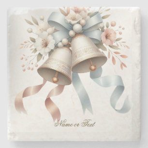 Dessous-de-verre En Pierre Fleurs de mariage cloches Rubans bleu rose Beau