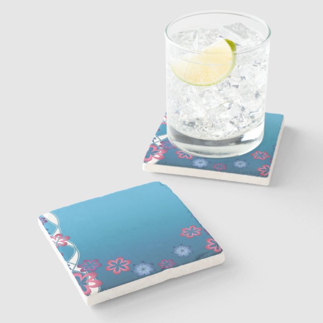 Dessous-de-verre En Pierre Fleurs de printemps (Côté)