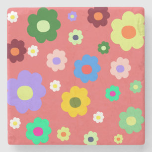 Dessous-de-verre En Pierre Fleurs de printemps Y2K Motif rétro