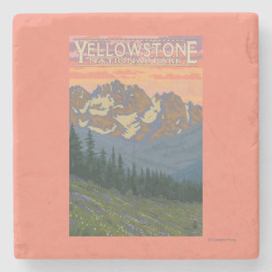 Dessous-de-verre En Pierre Fleurs de ressort - parc national de Yellowstone