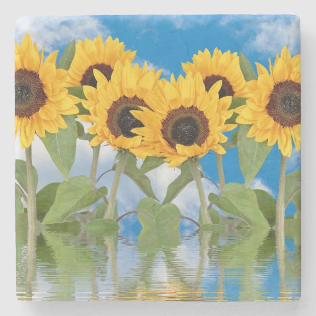 Dessous-de-verre En Pierre Fleurs de soleil (Devant)