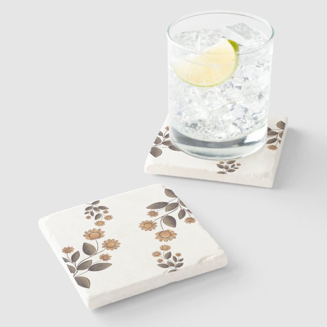 Dessous-de-verre En Pierre Fleurs d'or (Côté)