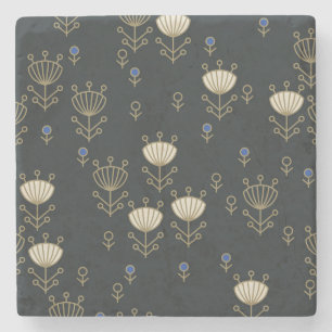 Dessous-de-verre En Pierre Fleurs ethniques : Conception ornementale Vintage