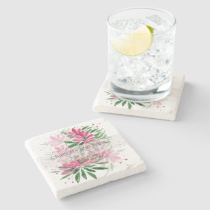 Dessous-de-verre En Pierre Fleurs Fleurissent Œuvre D'art Original Aquarelle