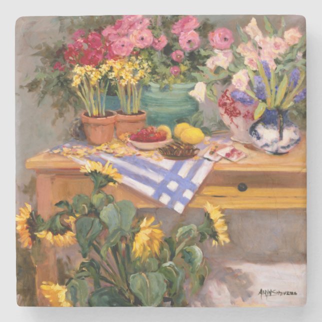 Dessous-de-verre En Pierre Fleurs fraîches I (Devant)