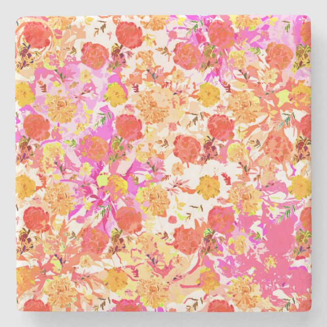 Dessous-de-verre En Pierre Fleurs mignonnes motif (Devant)