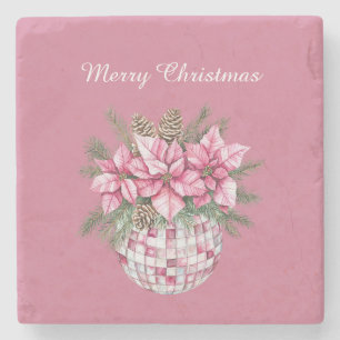 Dessous-de-verre En Pierre Fleurs roses de Noël