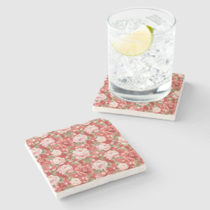 Dessous-de-verre En Pierre Fleurs roses rouges chic