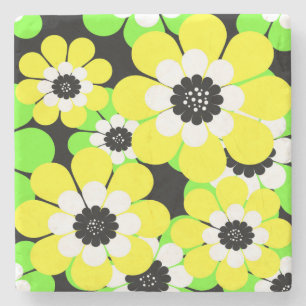 Dessous-de-verre En Pierre Fleurs vert jaune