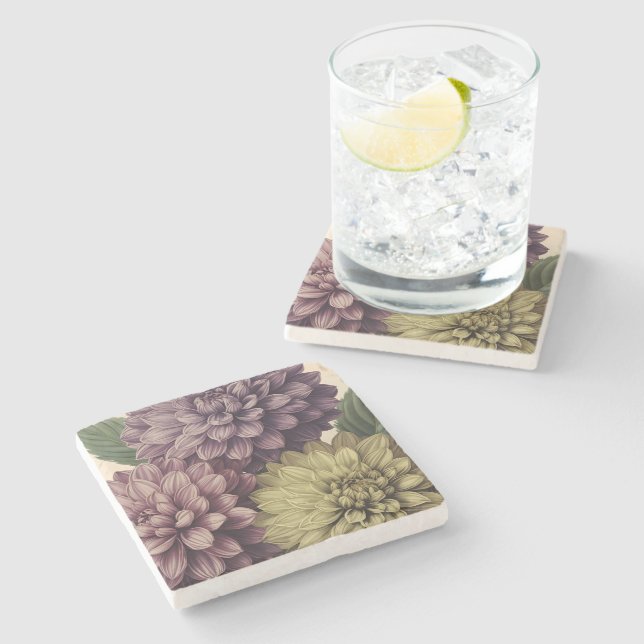 Dessous-de-verre En Pierre Fleurs Vintage (Côté)