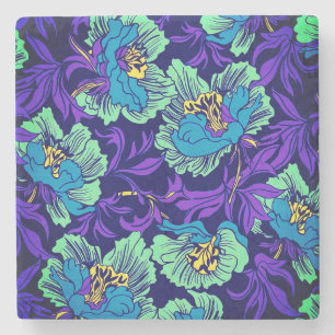 Dessous-de-verre En Pierre Fleurs violettes et bleues William Morris