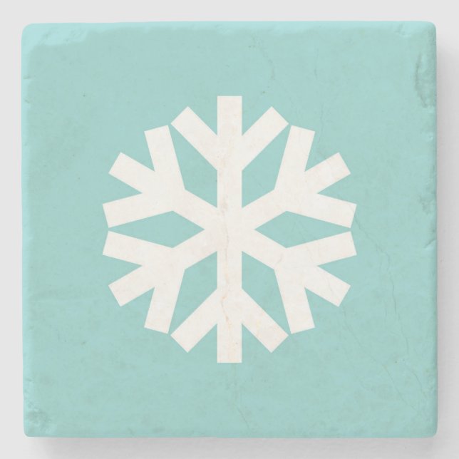 Dessous-de-verre En Pierre Flocon de neige bleu (Devant)
