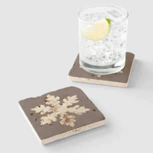 Dessous-de-verre En Pierre Flocon de neige rustique en bois de bouleau marron