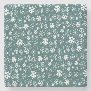 Dessous-de-verre En Pierre Flocon de neige tempête de neige en bleu aqua