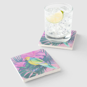 Dessous-de-verre En Pierre Floral/hawaïen/tropical/perroquet