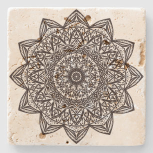 Dessous-de-verre En Pierre Floral Mandela minimaliste Noir Silhouette Art