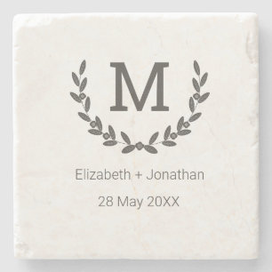 Dessous-de-verre En Pierre Floral Wreath couture couple wdding monogramme