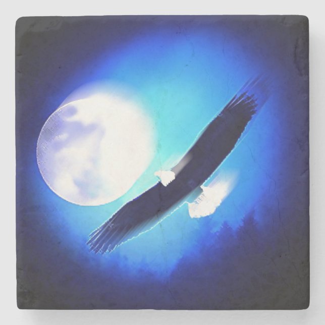 Dessous-de-verre En Pierre Flying Eagle & Moon (Devant)
