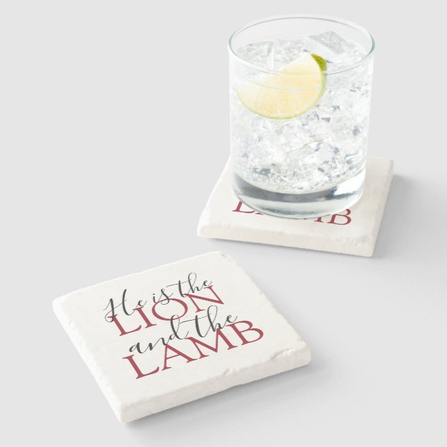 Dessous-de-verre En Pierre Foi Chrétienne Il Est Le Lion Et L'Agneau (Côté)