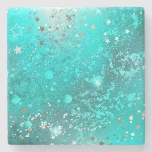 Dessous-de-verre En Pierre Fond en feuille de turquoise métallisé