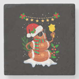 Dessous-de-verre En Pierre Football Snowman Santa Hat Joyeux Noël
