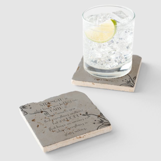 Dessous-de-verre En Pierre Force, foi et espoir (Côté)