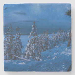 Dessous-de-verre En Pierre Forest path at winter night