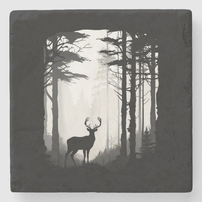 Dessous-de-verre En Pierre Forêt de cerfs faune (Devant)