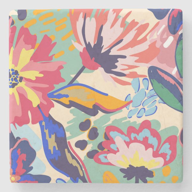 Dessous-de-verre En Pierre Forêt et rose (Devant)