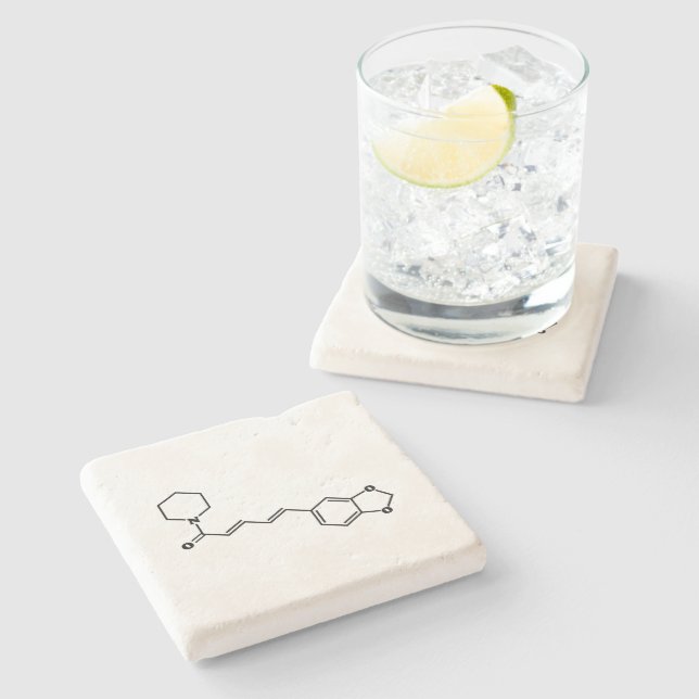 Dessous-de-verre En Pierre Formule chimique moléculaire de poivre noir Piperi (Côté)