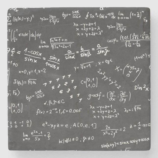 Dessous-de-verre En Pierre Formules Mathématiques Et Numéros (Devant)
