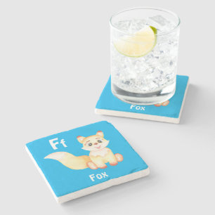 Dessous-de-verre En Pierre Fox personnaliser ABC : Lettre F - Ajouter votre n