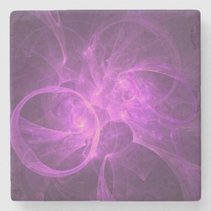 Dessous-de-verre En Pierre fractale Abstraite rose et violet avec cercles