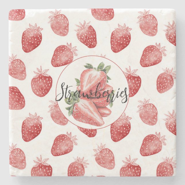 Dessous-de-verre En Pierre Fraises rouges Fruit   (Devant)